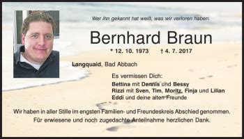 Traueranzeigen Von Bernhard Braun Mittelbayerische Trauer