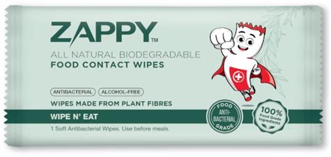 ZAPPY ALL NATURAL BIODEGRADABLE FOOD CONTACT WIPES 1S X 100 SHEETS