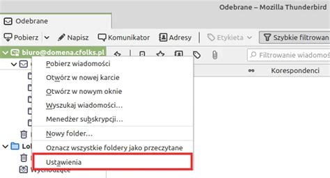 Jak dodać konto pocztowe w Mozilla Thunderbird cyber Folks