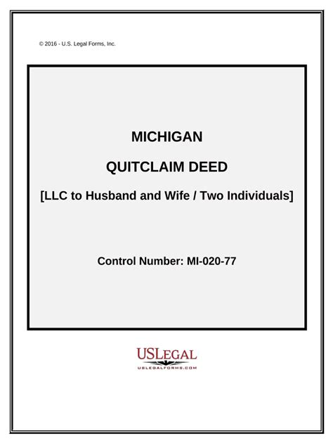 Quitclaim Deed From Limited Liability Company To Husband And Wife Or