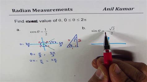 Find Angle In Radians For Given Trigonometric Ratio Youtube