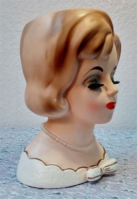 Vintage National Potteries Blonde Lady Head Vase C