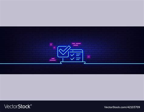 Online Survey Line Icon Select Answer Sign Neon Vector Image