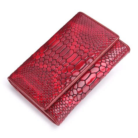 Red Crocodile Skin Pattern Brand Design Genuine Leather Women Standard