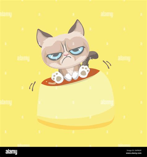 Cute grumpy cat sitting on pudding Stock Vector Image & Art - Alamy