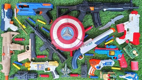 Collecting 7 Sniper Rifles AK 47 Captain America Nerf Gun Glock Pistol