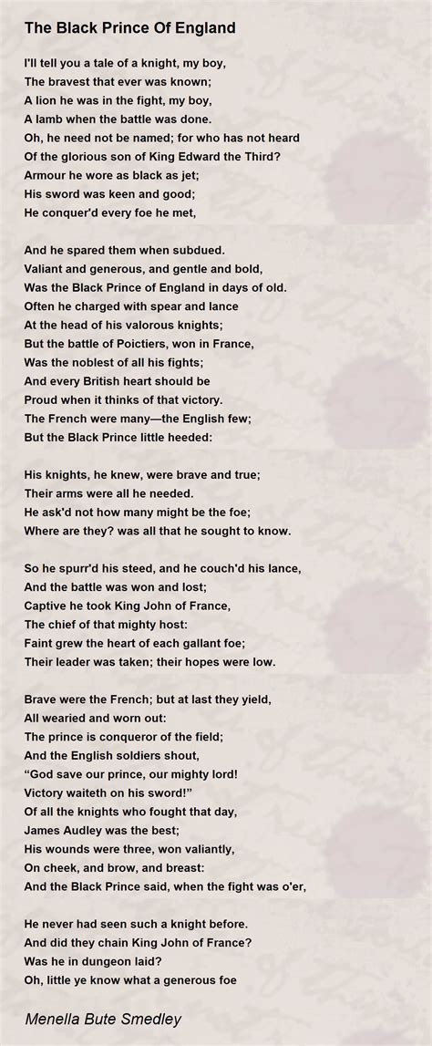 The Black Prince Of England The Black Prince Of England Poem By