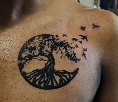 68 Delightful And Touching Tree Tattoos Ideas And Designs For Chest ...