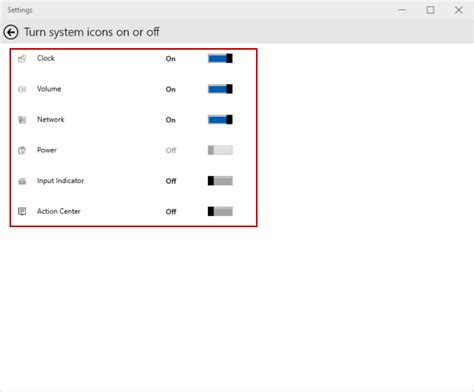 Hide Or Show System Icons On Taskbar In Windows 10