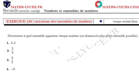 Maths Lycee Fr Exercice Corrig Maths Seconde Notations Des Ensembles