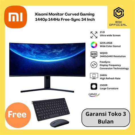 Jual Xiaomi 21:9 Ultra Wide Panoramic View Curved Gaming Monitor 1440P ...