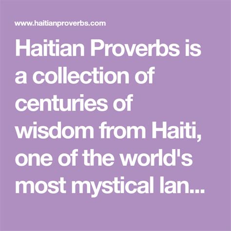 Haitian Proverbs Is A Collection Of Centuries Of Wisdom From Haiti One