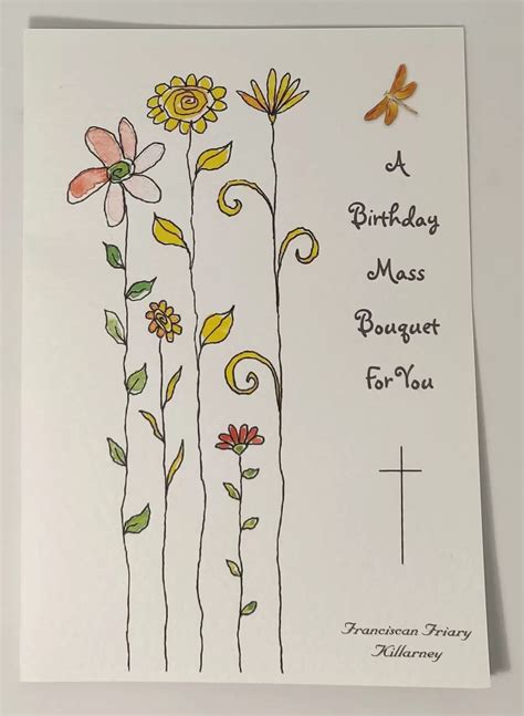 Tall Flowers- Birthday Mass Card – Care Cards