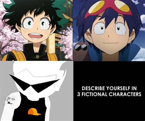 Describe Yourself In 3 Fictional Characters Meme By Lrusu On Deviantart