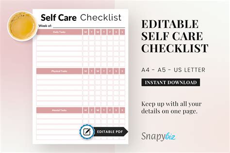 Free Self Care Printables Grafica Di Snapybiz · Creative Fabrica