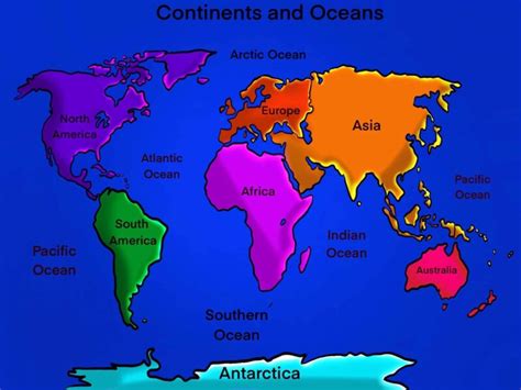 Map of Continents and Oceans - Once Upon a Homeschooler