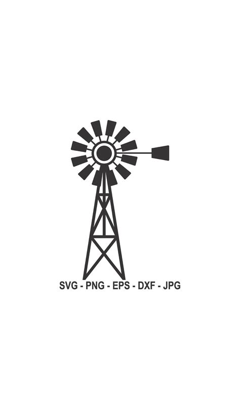 Windmill Svg Farm Windmill Ranch Wind Energy Svg Instant Download Svg Png Eps Dxf