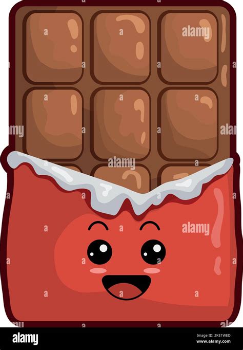 A Vertical Of Cute Kawaii Chocolate Bar With A Happy Face Clipart Stock