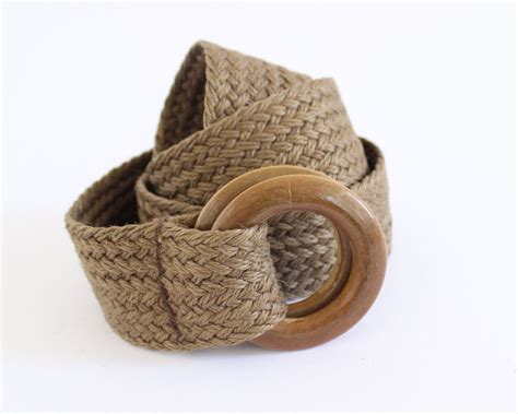 Vegan Boho Vintage Belt Wide Woven Cotton Belt Natural Linen