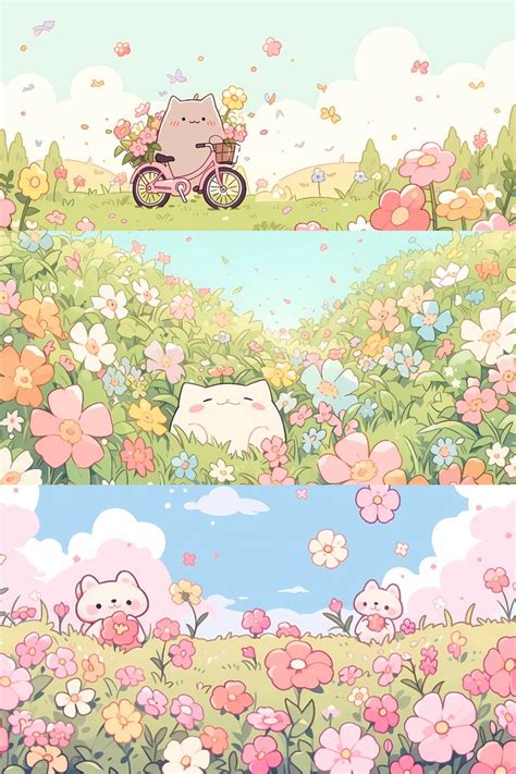 Kawai Flower Wallpaper Pastel Wallpaper Pink Desktop Wallpaper Cute