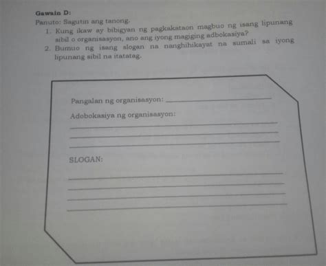 Gawain D Panuto Sagutin Ang Tanong Kung Ikaw Ay Bibigyan Ng