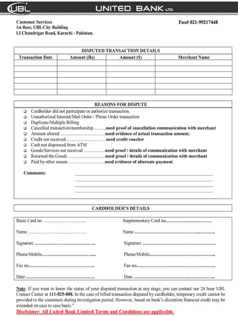 Ubl Dispute Form Fill Out Sign Online Dochub