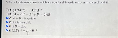 Solved Select All Statements Below Which Are True For All