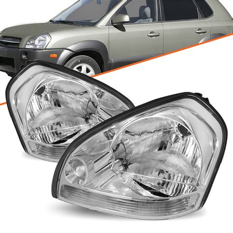 Fit 05 09 Hyundai Tucson Headlights Halogen Headlamp Chrome Left And