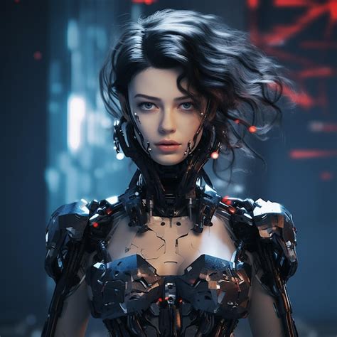 Premium Ai Image Futuristic Ai Art Dark And Mysterious Women Machine