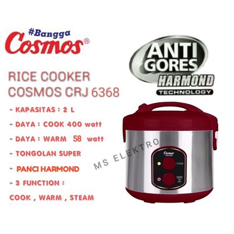 Jual Magic Rice Cooker Cosmos Harmond CRJ 6368 Anti Gores Indonesia