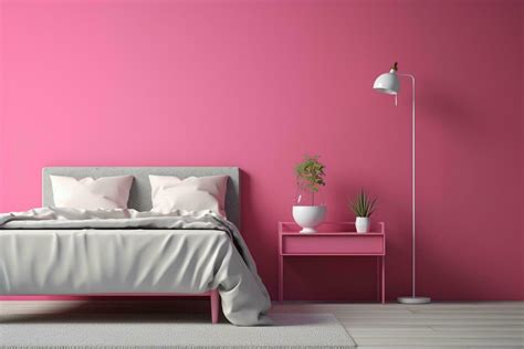 Pink Bedroom Interior With Pink Walls And Floor 3d Render 28857963