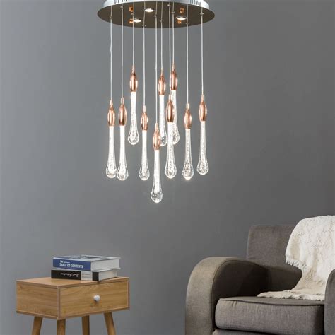 Multiple Crystal Drops LED Pendant Light Emae KosiLight Uk