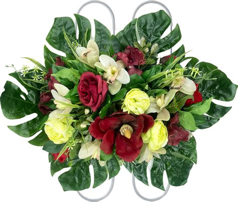 Amazon.com: FLOWERIA Cemetery Flowers for Headstones Artificial Flowers ...