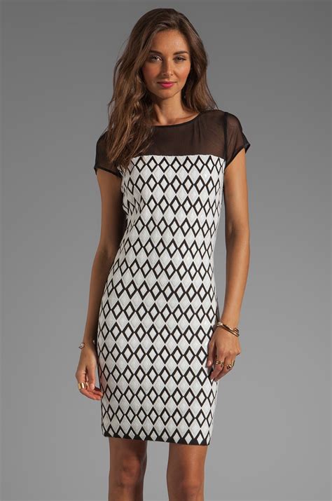 Catherine Malandrino Cut Out Mesh Dress In Black And White Revolve