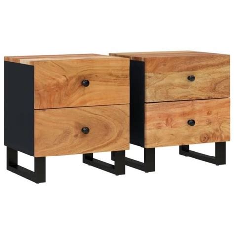 Tables De Chevet 2 Pcs 40x33x46 Cm Bois D Acacia Massif SALALIS