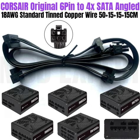 Corsair Original New 6pin To 4 Sata Angled Hdd Ssd Power Cable For Rm650x Rm750x Rm850x Rm1000x