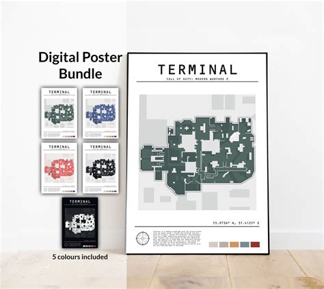 Digital Call of Duty Terminal Map Poster / Colourful Gaming Decor / Unique Gamer Wall Art ...