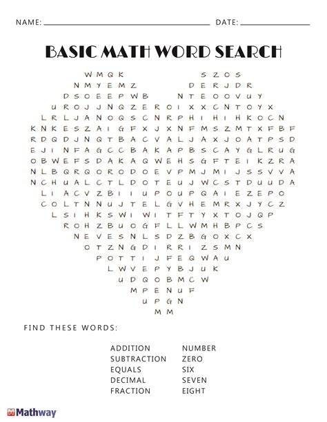 Free Math Word Search Printable