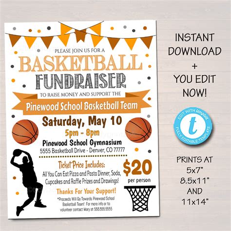 Basketball Fundraiser Flyer - PTO PTA | TidyLady Printables