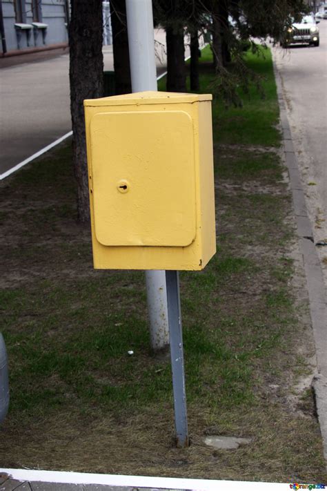 Yellow Mail Box At Column E Mail Free Image № 4918