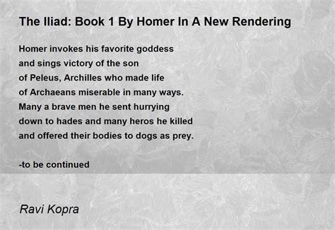 The Iliad: Book 1 By Homer In A New Rendering - The Iliad: Book 1 By ...