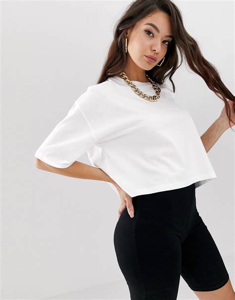 Asos Design Oversized Crop T Shirt In White Asos Casual Outfit