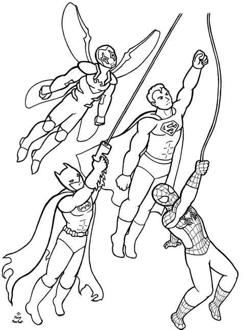 Superheroes coloring page commission by FireFiriel on DeviantArt