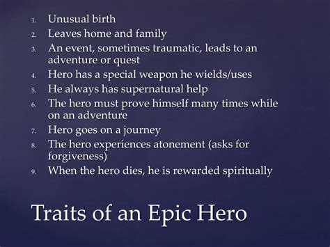 Ppt Traits Of An Epic And Epic Hero Powerpoint Presentation Free