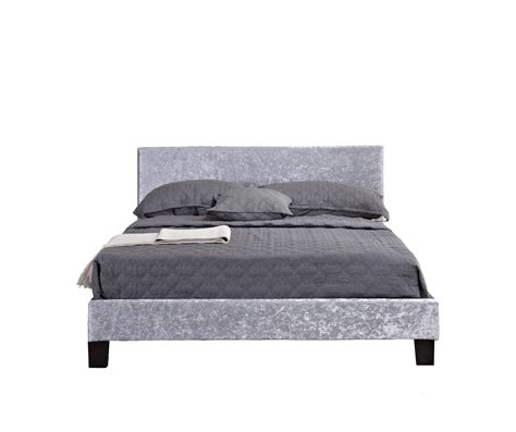 Berlin King Bed Steel Crushed Velvet Birlea