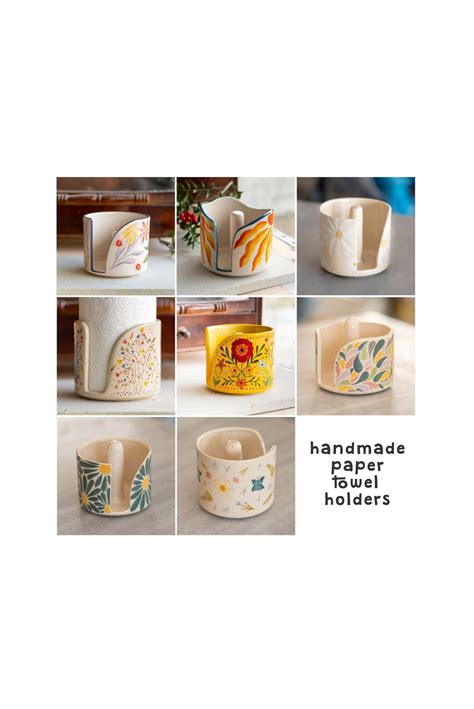 Paper Towel Holder Floral Kitchen Decor Ceramic Towel Rack Handmade T Idea Standart And