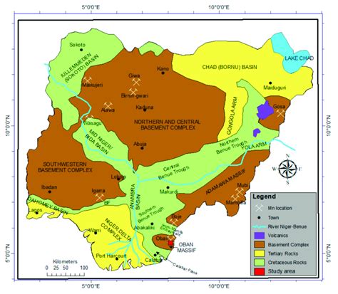 Simplified Geological Map Of Nigeria Showing The Locations Of Known