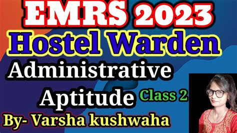 Administrative Aptitude Class Emrs Hostel Warden Viral Emrs