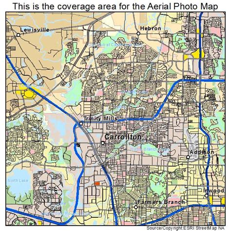 Aerial Photography Map of Carrollton, TX Texas