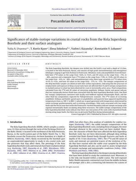 Pdf Significance Of Stable Isotope Variations In Crustal Rocks From